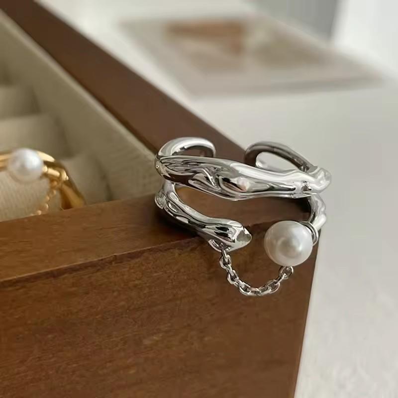 925 Sterling Silve Moonstone Irregular Ring for Women Party Gift Adjustabler Personality Korean Dropshipping