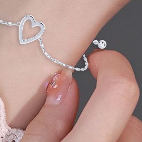 1 Pair Bracelet Heart Decor Adjustable Length Couple Bracelet Small Heart Charm Bangles Fashion Jewelry Gift
