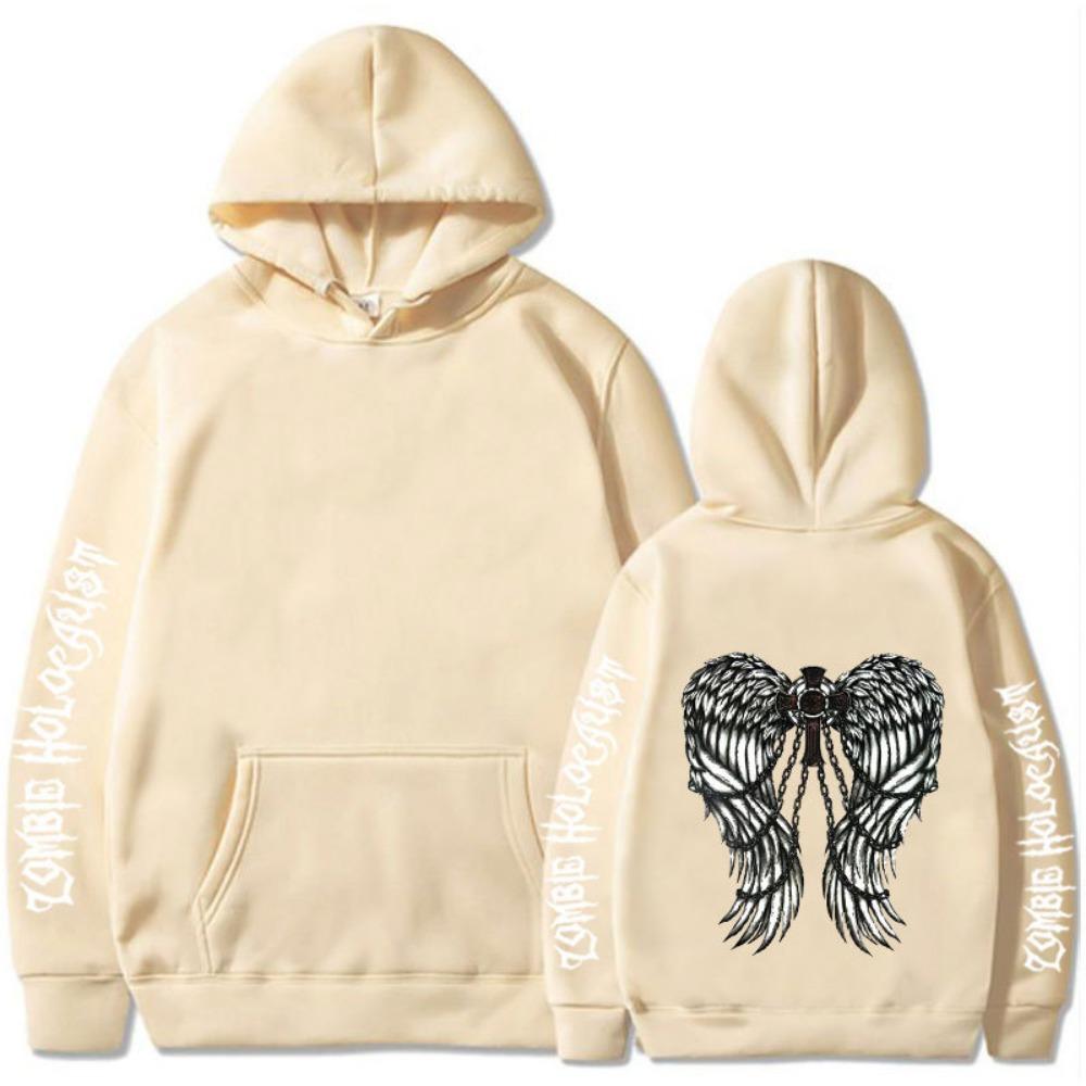 European and American Dark Style Hoodie with Ribbed Bottom for Men's and Women's Casual Sports Hoodie, Gothic Couple Harajuku Hoodie