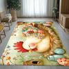 Cute Chicken Floral Design Crystal Velvet Rug Living Room Decor Easter Theme Home Decoration Soft Floor Mat Cozy Family Space