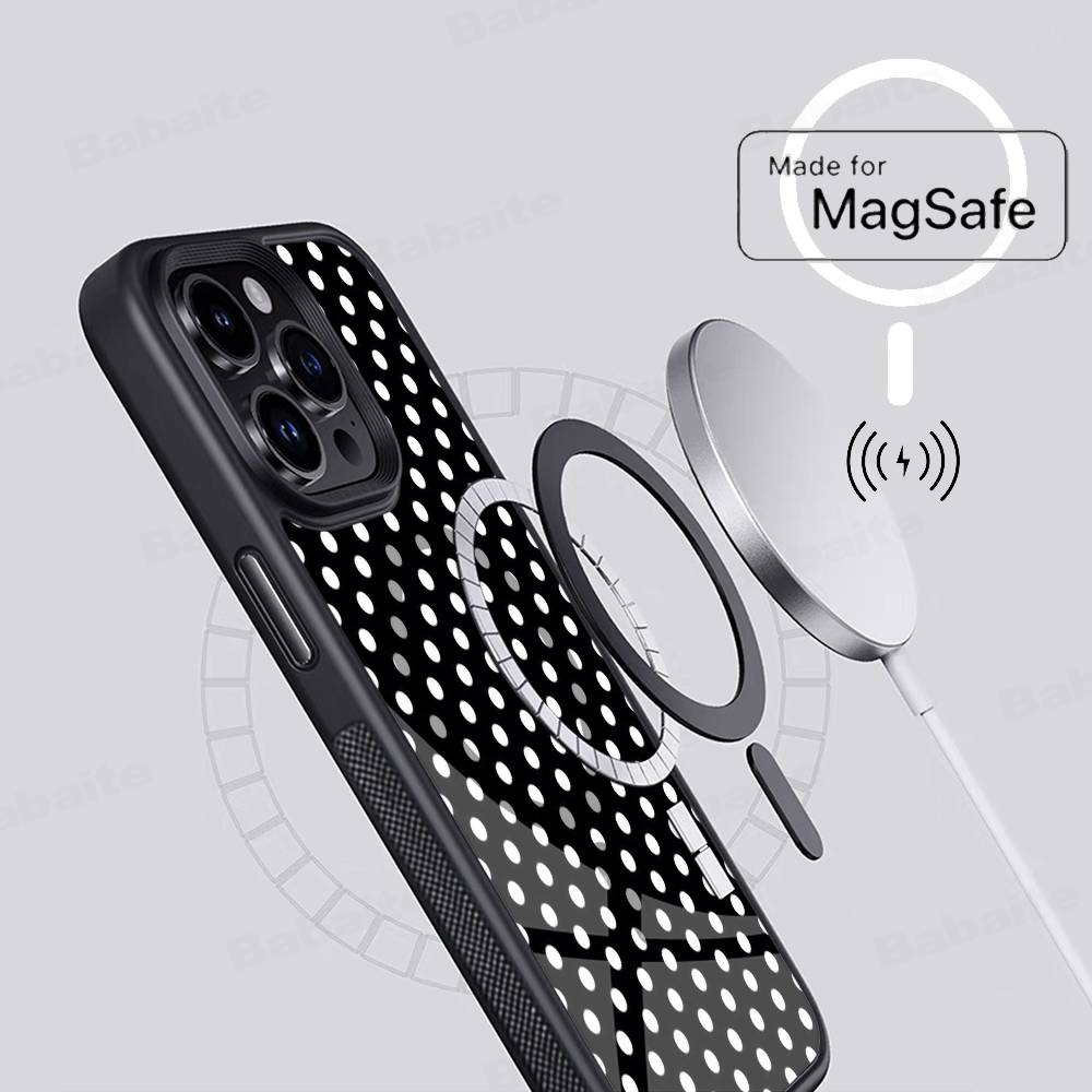 Luxury Polka Dots Phone Case Magnetic Case For IPhone 16 14 13 12 11 15 Pro Max Plus For Magsafe Wireless Charge Cover