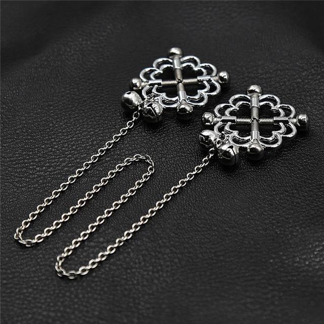1 Paar Metall Bondage Blume Nippelklemmen mit Kette Brustklemmen Sklave BDSM Frauen Sex Spiele Brust Abdeckung Klemmen Spielzeug
