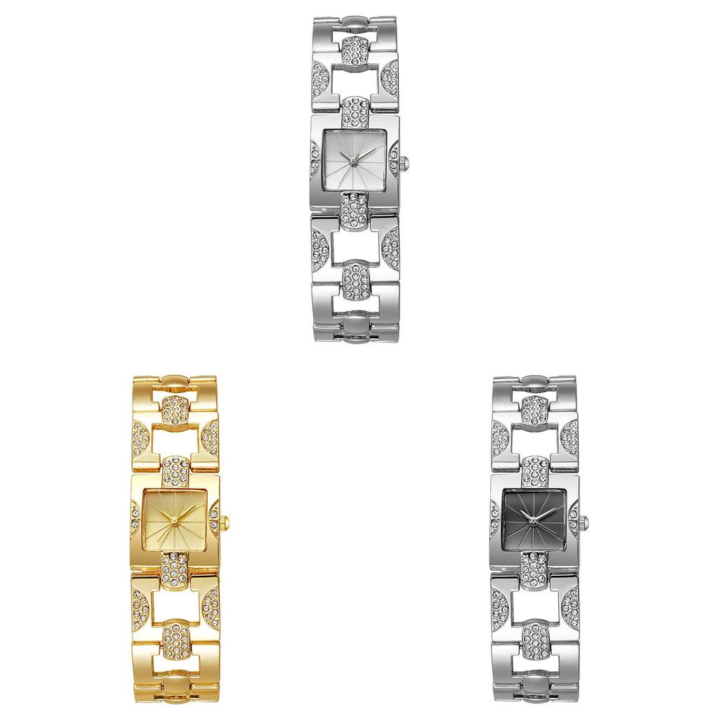 Retro Womens Square Dial Watch With Alloy Case And Stainless Steel Buckle For Daily Use