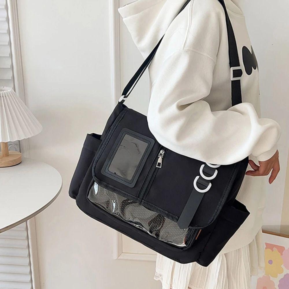 Japanese Transparent Itabag Solid Color Messenger Bag Versatile Harajuku School Bag Girls