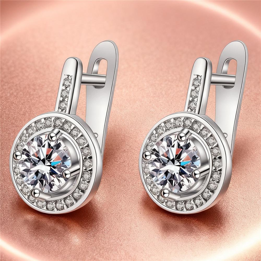 Милые женские круглые серьги-кольца с белыми цирконами Винтажная мода Серебристый цвет Свадебные Для женщин