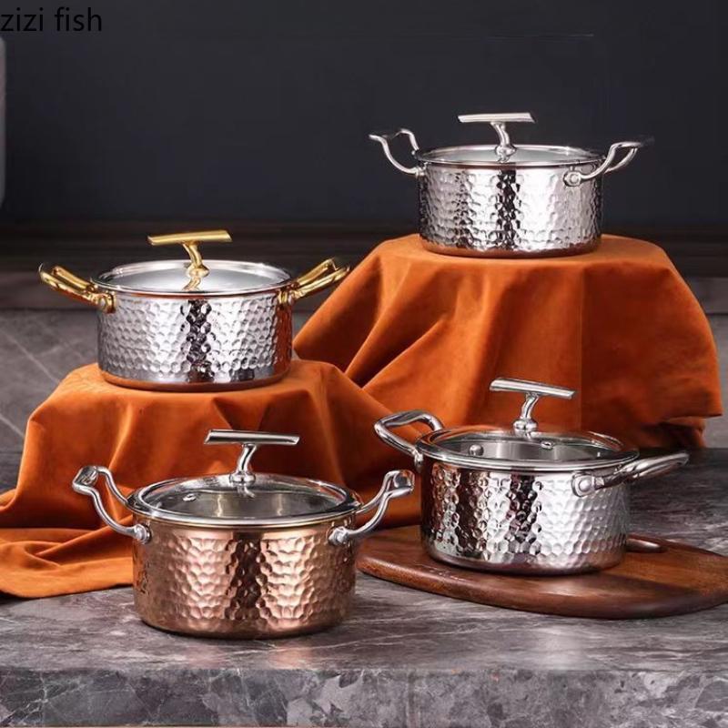 Thickened 304 Stainless Steel Pot Small Hotpot Dual Purpose Boiling Pot Saucepan Soup Pots Kitchen Supplies Stock Pots Cookware
