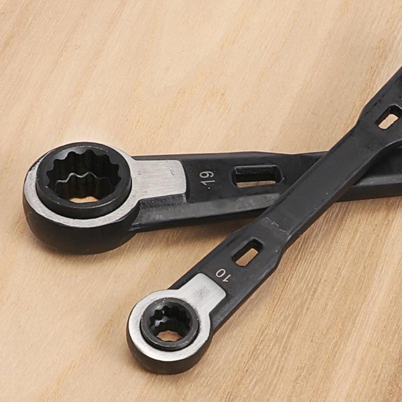 2Pcs 4 In 1 Double Ended Spanner Ratchet Wrench Hand Tool for Home Professional Outdoor Use Maintenance Accessories