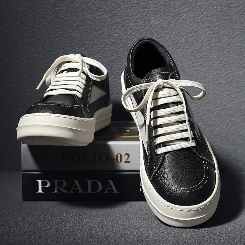 Fashion New Mens Casual Shoes High Quality Genuine Leather Luxury Shoes Comfort Outdoor Lace-Up Sneakers Non-Slip Tennis Running Shoe