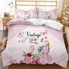 3D Fashion Cartoon Girl Scenery Bedding Set Modern Printed Comforter Quilt Duvet Cover Pillow Case 3 Pieces Sets Kids Adult Size