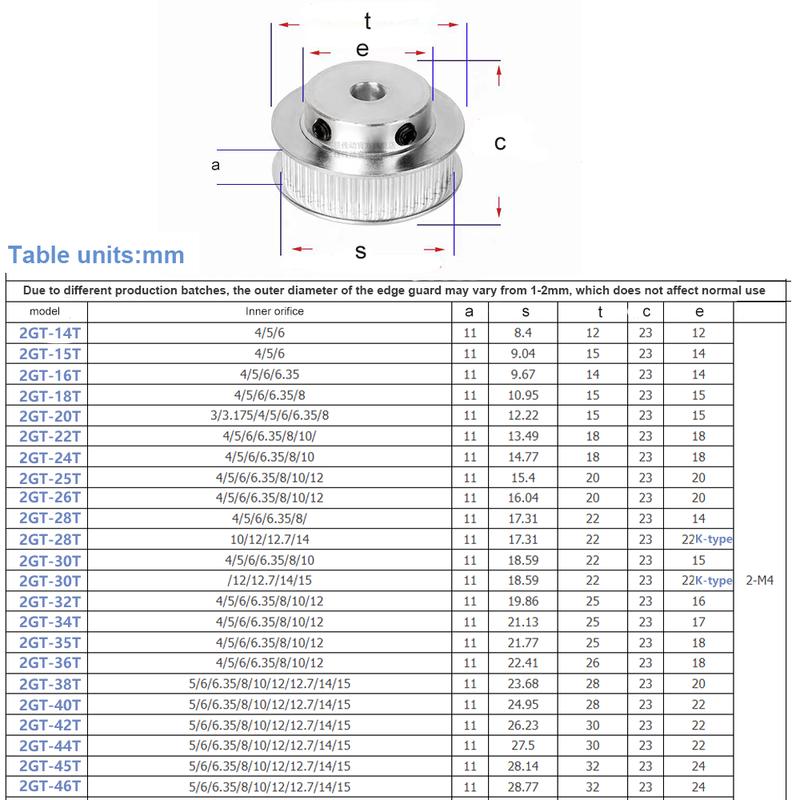 Rozvodová kladka 2GT 40T 42T 44T 45T 46T 48 zubů Kladka GT2 Vrtání 5/6/6.35/8-15mm Šířka řemene 6mm/10mm Rozvodové kolo