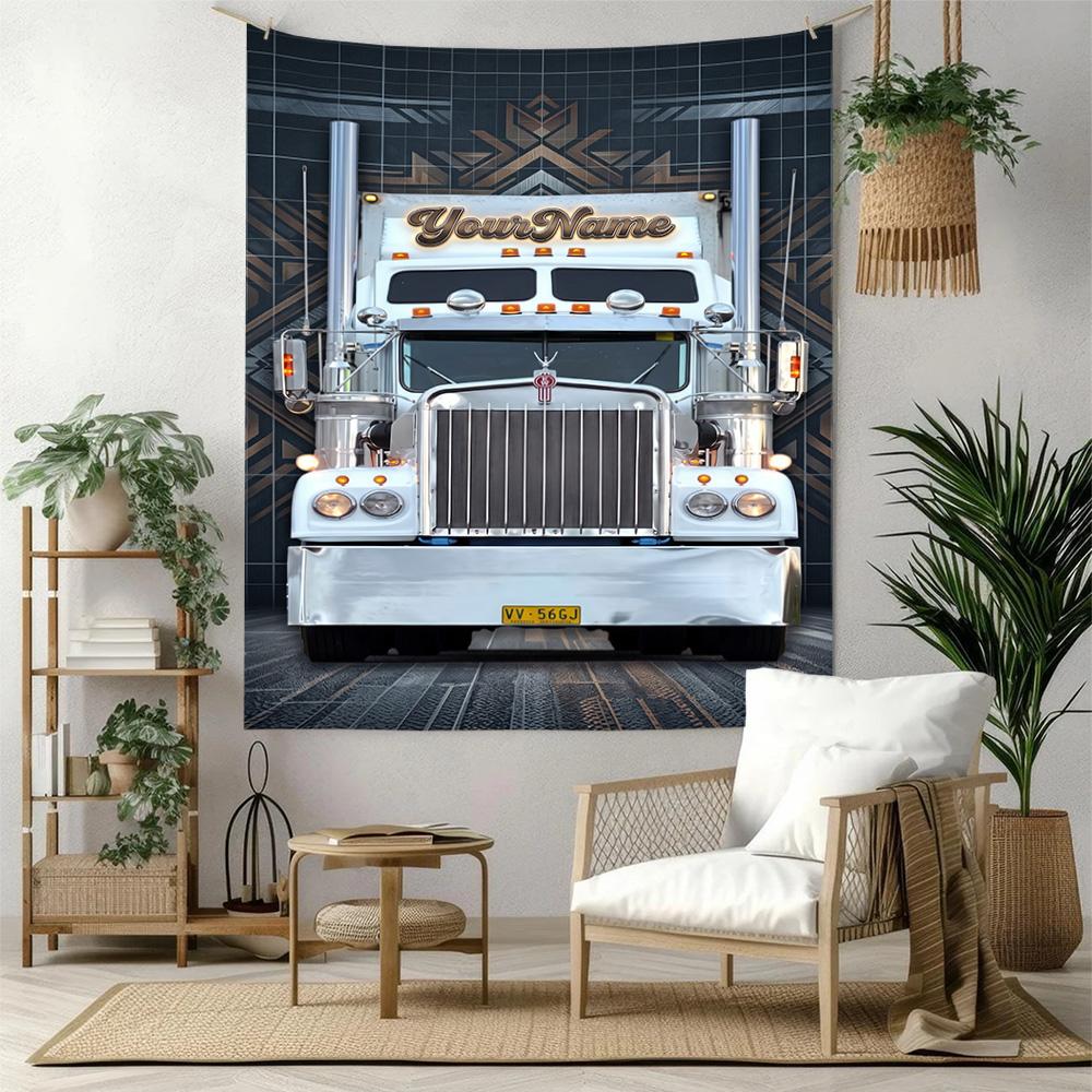 Peterbilt Heavy Trucks Custom Your Name Wall Decor Tapestry Art For Pet Memorial Birthdaywedding Party Backdrop Family Gift