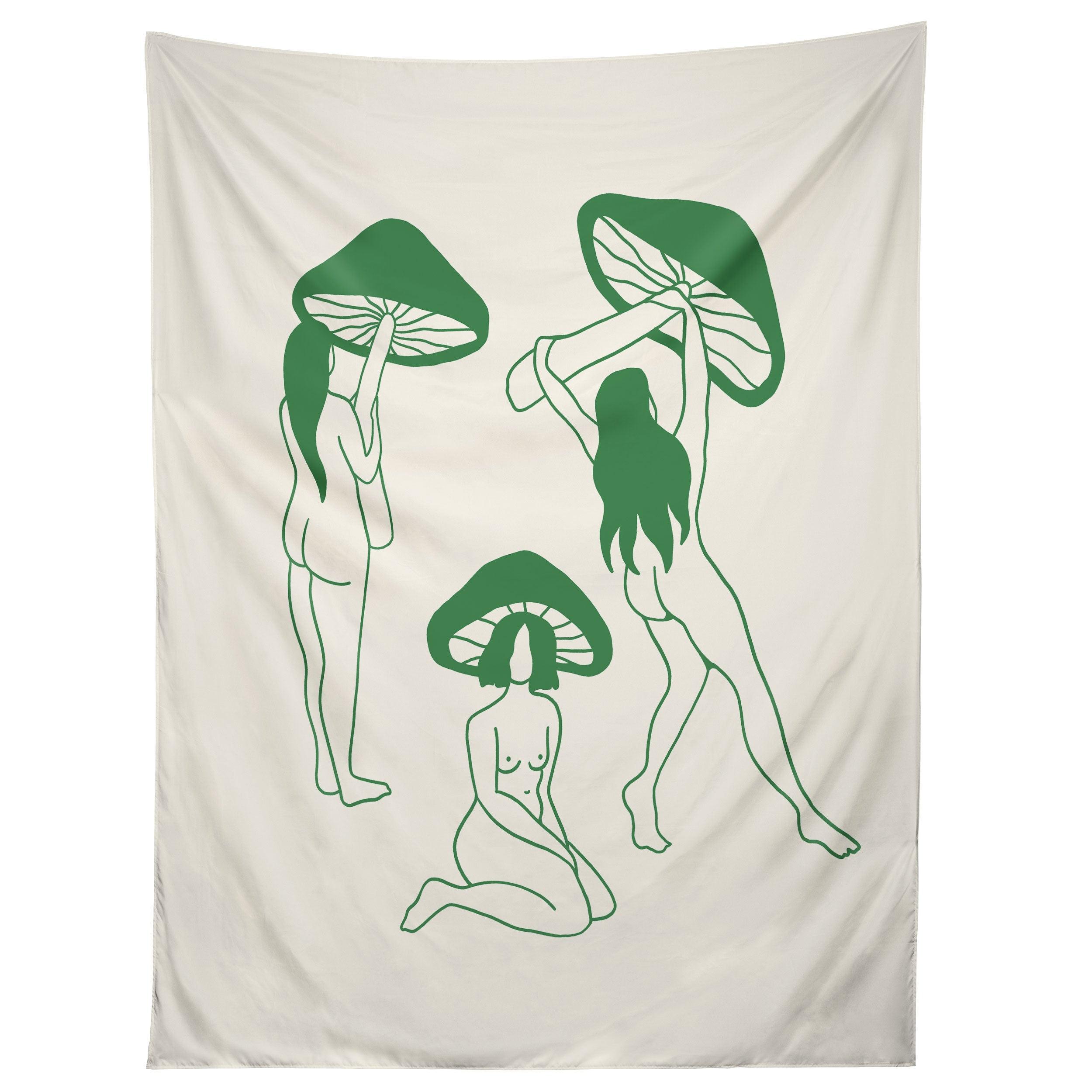 MUSHROOM LADIES LINE ART tapestry 75x100