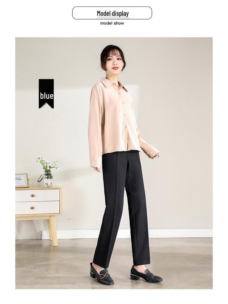 Year-Round Maternity Straight-Leg Suit Pants - Professional Plus Size with Velvet Option