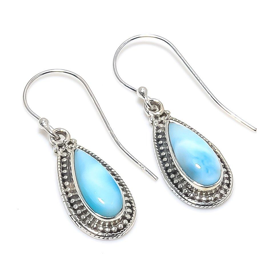 Natural Republic Larimar Edelstein 925 Sterlingsilber Ohrring 1,50" d7t46