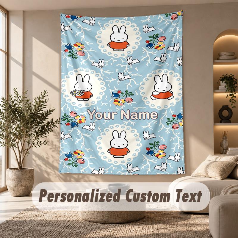 Miffy Tapestry, Personalized Custom Text, Wall Hanging Tapestry For Living Room Home Wall Decor