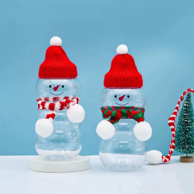 WTEMPO Snowman Mini Gift Jars with Lids Transparent Portable Christmas Party and Event Small Gifts Containers Creative DIY Plastic Empty Bottles