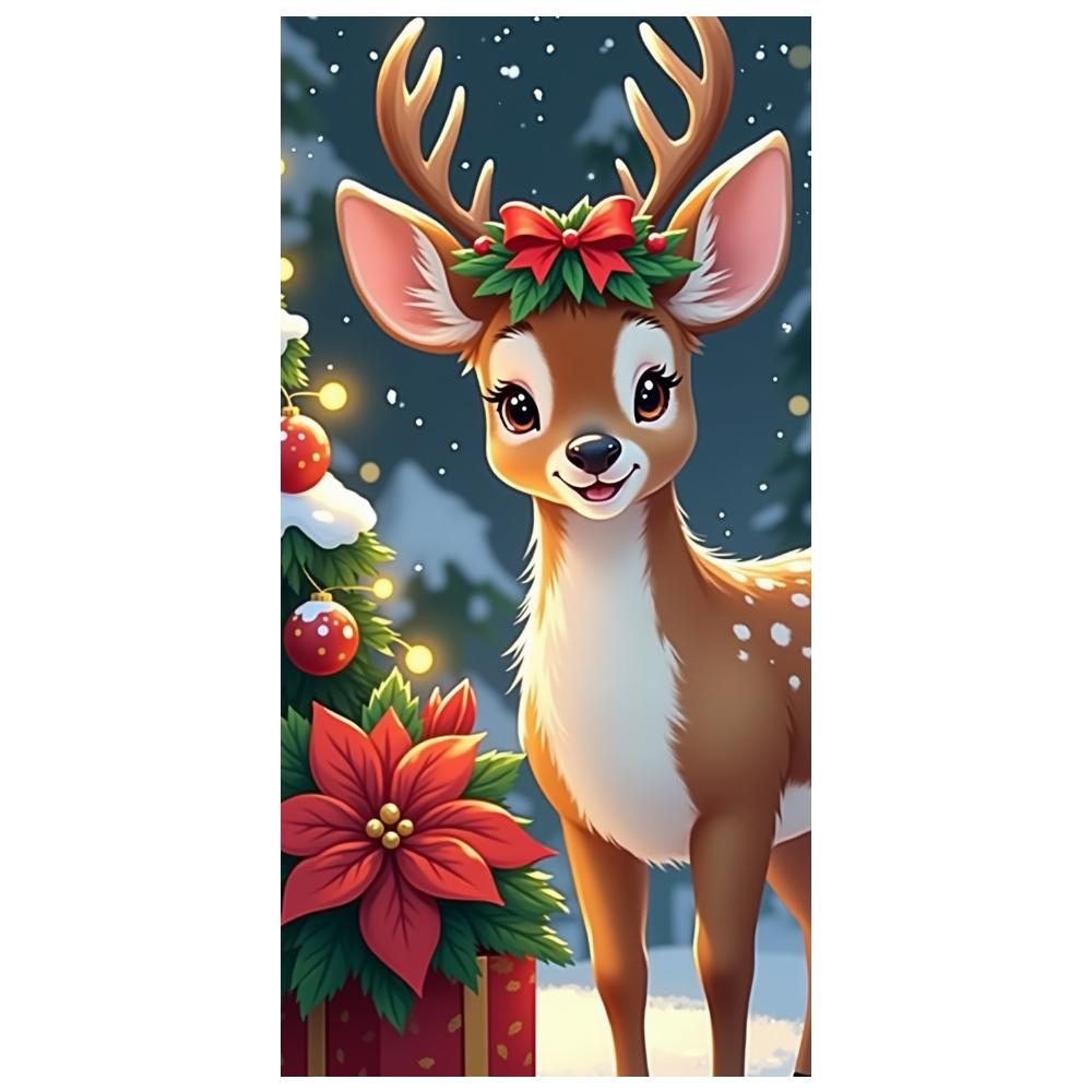 Christmas Party Banner Christmas Tree Reindeer Banner Christmas Decor Banner Poinsettia Design For Winter Event