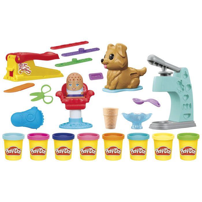 Playdoh 4 mini coffrets classiques, Coffret coiffeur, vétérinaire, glaces et Fun factory, loisirs créatifs, Classique, des 3 ans