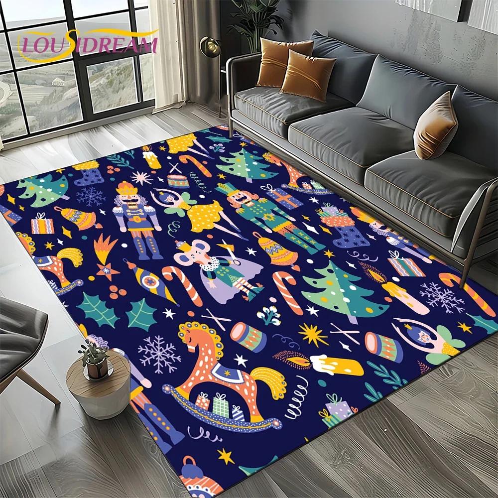 Cartoon Weihnachtsbaum Neujahr Nussknacker Märchen Teppich Läufer für Wohnzimmer Schlafzimmer Zuhause Sofa Dekoration, Kinder Bodenteppich