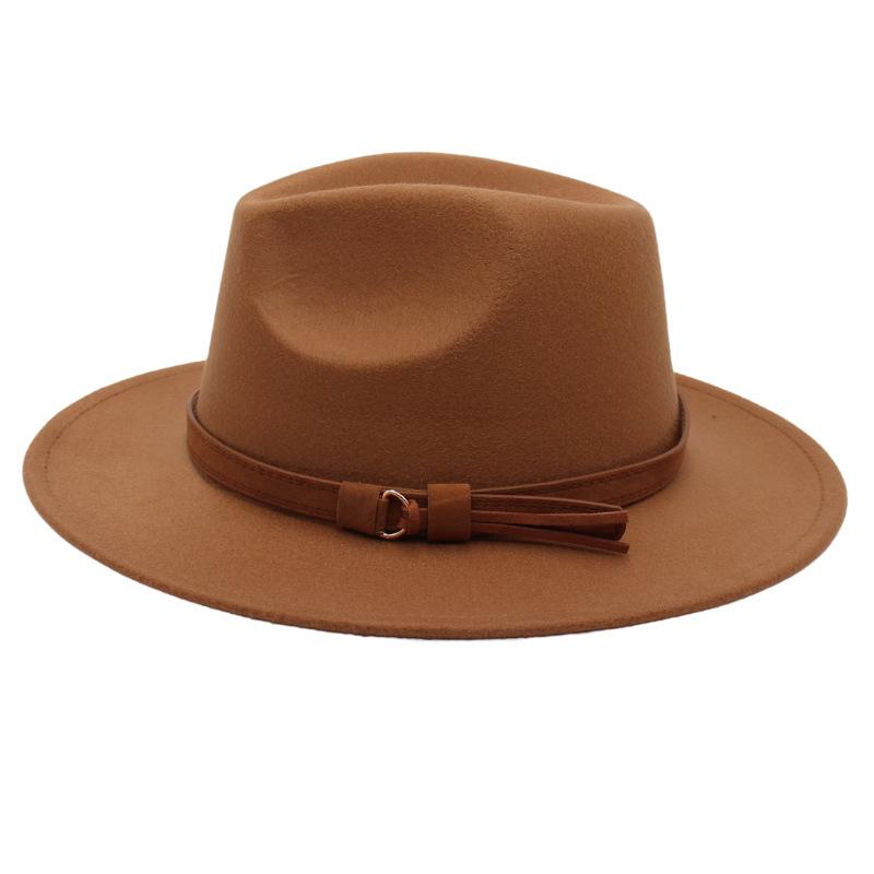 Top Hat Belt Buckle Model Jazz Hat Men'S And Women'S Concave Felt Hat Woolen Hat Fedora Hat