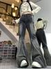 90s Harajuku Y2k Black Gothic Jeans Women Aesthetic Vintage Fashion Denim Trousers Female 2000s Casual Flare Denim Pants New