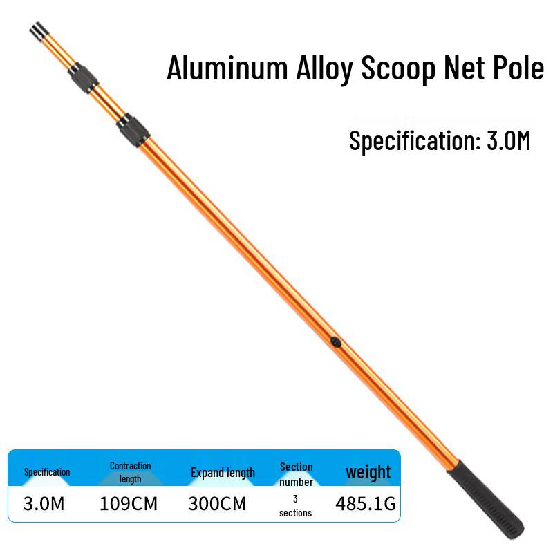 Telescopic Aluminum Landing Net Pole, Adjustable & Multi-Spec, for Large Fish.