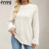 Women's Fashion Casual Fall Winter Solid Color Print Long Sleeve Half Turtleneck Tops Women's Clothing Woolen Knitwear Sweaters