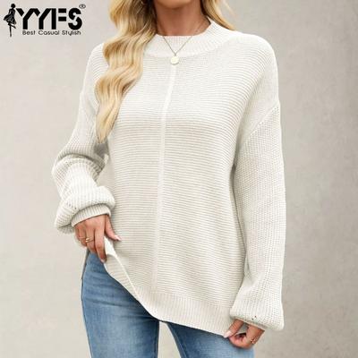 Women's Fashion Casual Fall Winter Solid Color Print Long Sleeve Half Turtleneck Tops Women's Clothing Woolen Knitwear Sweaters