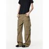 Black of Exit American Retro Distressed Multi-Pocket Straight-Leg Cargo Pants Trendy Heavy-Duty Casual Pants Vibe
