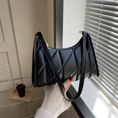 Trendy Women Shoulder Bag PU Leather Underarm Bag Solid Color Handbags Leisure Commuting Handle Bags Fashion Zipper Clutch