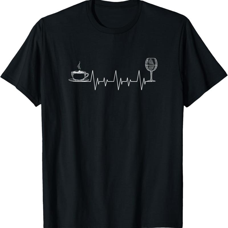 Coffee And Wine Heartbeat Lovers T Shirt