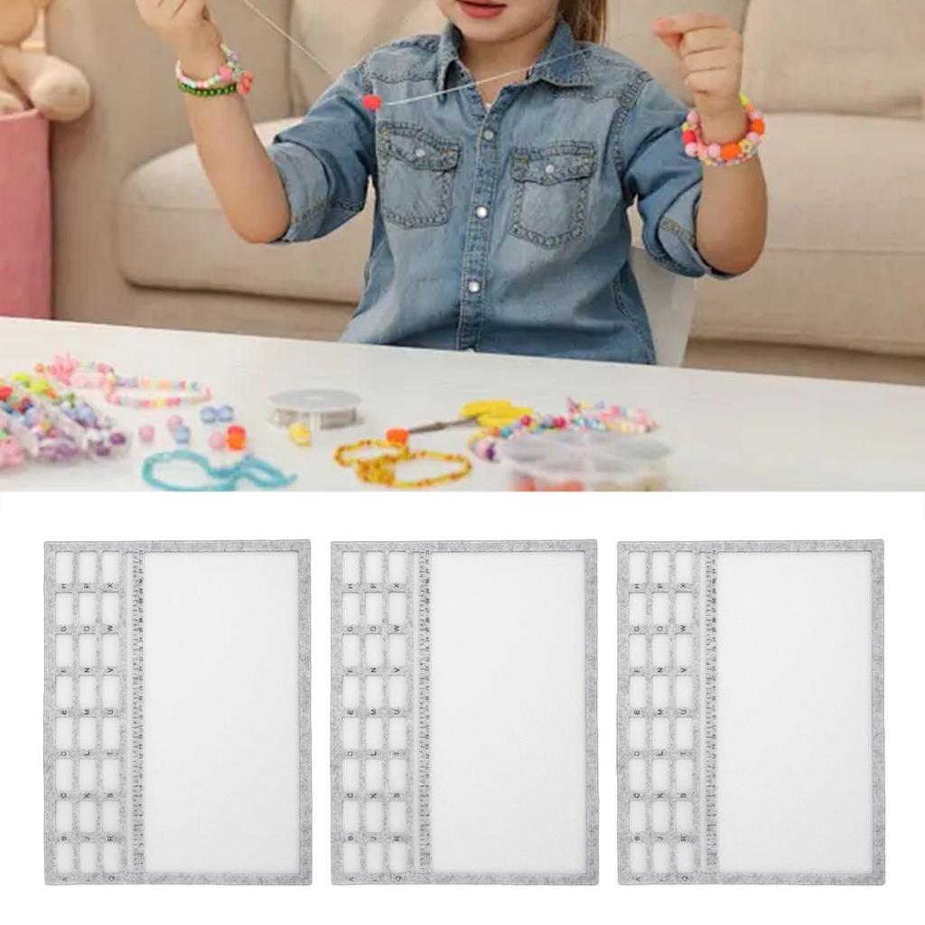 3PCS Rectangle Bead Mat Felt Beading Tray with Centimeter Alphabetic Scale for   Art Crafts Jewelry Making Bead Supplies