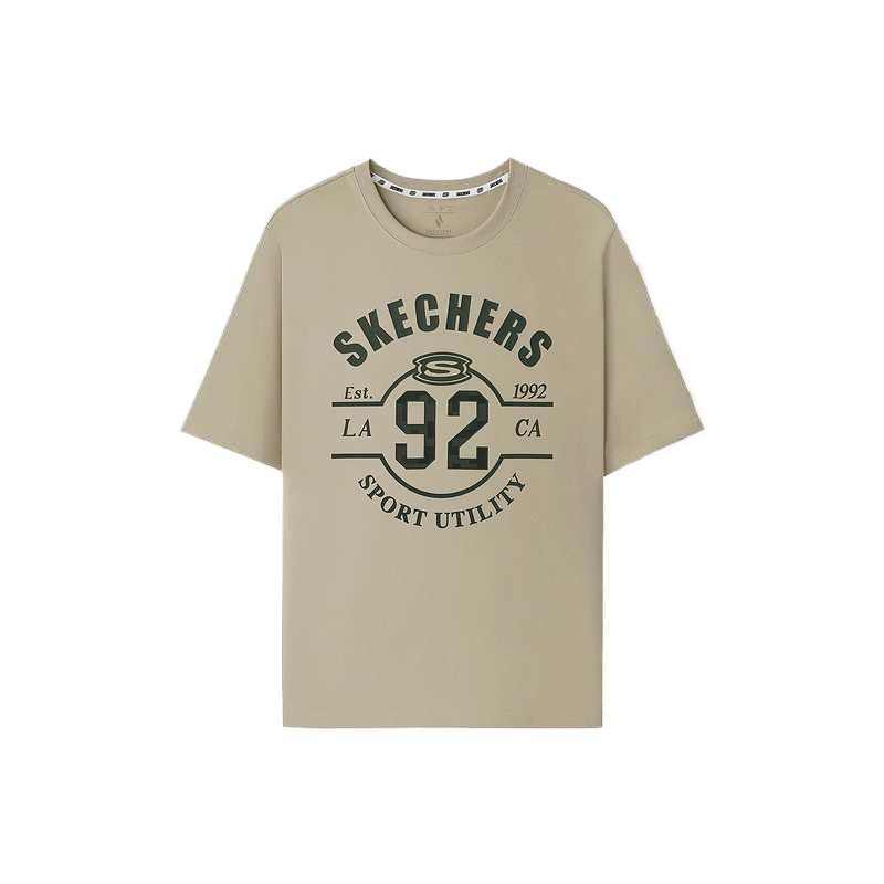 Skechers Fashionable Versatile Trendy Short Sleeve T-Shirt Men tops Ceramic-Beige L225M197-054U S