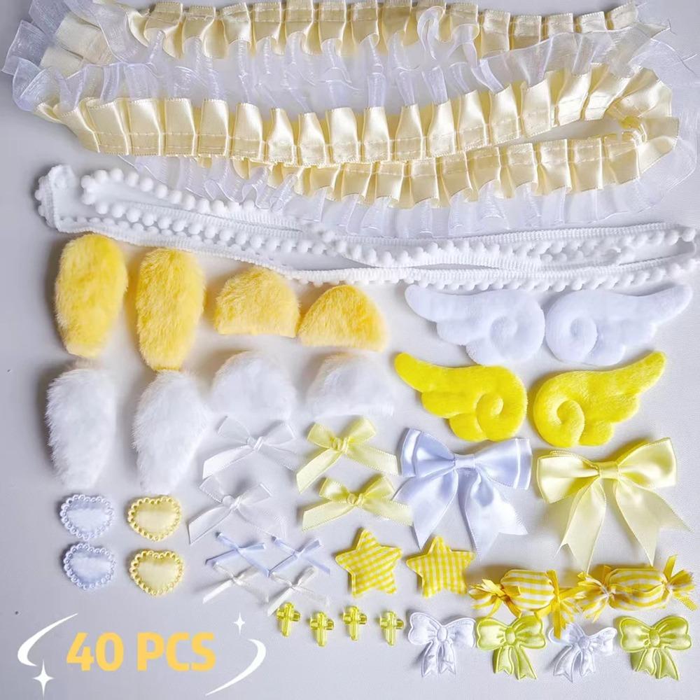 

40Pcs/Set Ear Handmade Material Pack Pink Card Cover Decoration Colorful Material Pack Set DIY Pain Bag жовтий