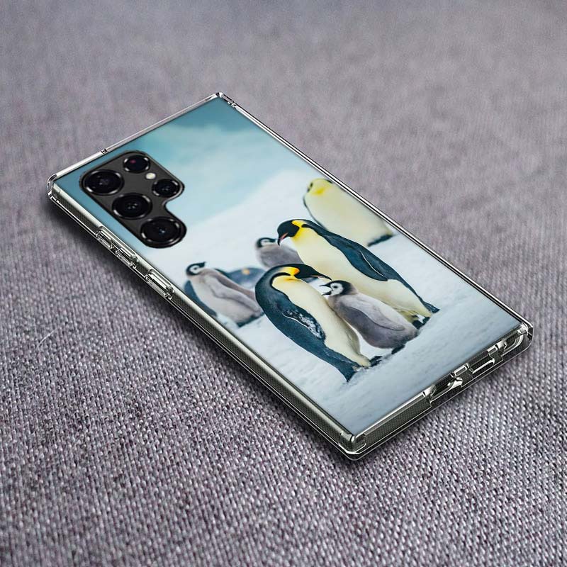 

Penguins Love at the North Pole Phone Case For Samsung Galaxy S24 S23 S21 S20 FE S22 S26 Ultra S25 Edge S10 Plus Cover Clear TPU Samsung S25 Ultra