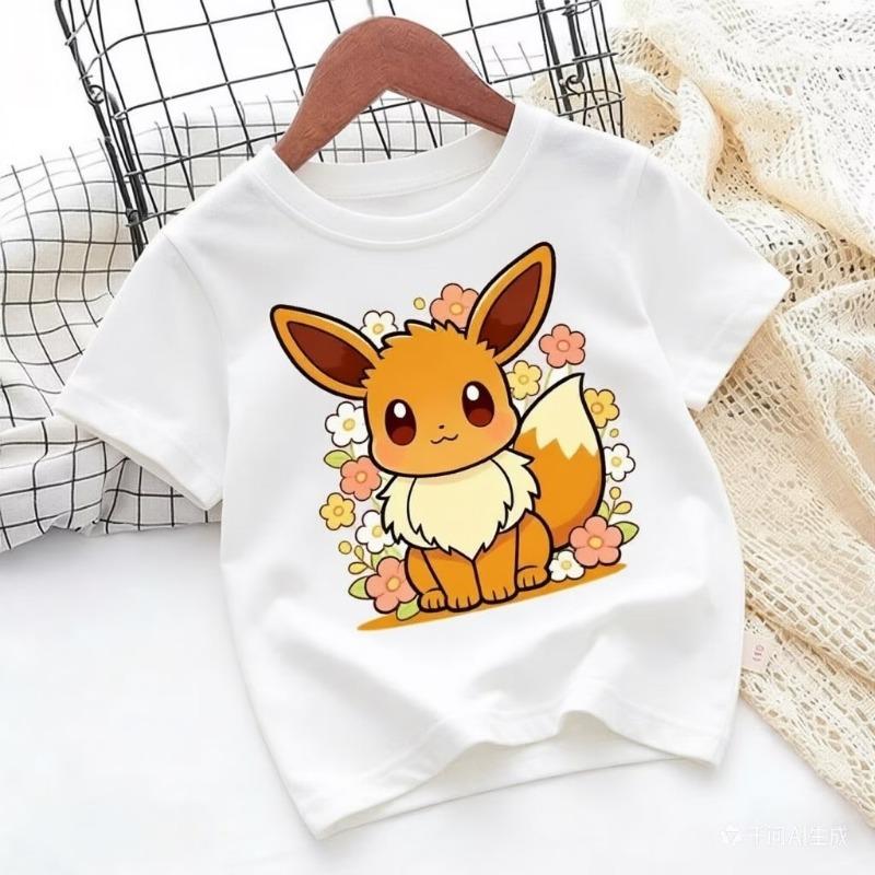 Cute Cat with Paw Kids Tshirts Summer Short Sleeve Tees Cartoon Boys Girls Clothes Kawaii Kitten Tops Y2K Children T-shirt