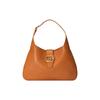 Aphrodite Series Shiny Gold Tone Double G Logo Zipper Closure Leather Crescent Bag Women Handbags 726274-AAA9F-2316
