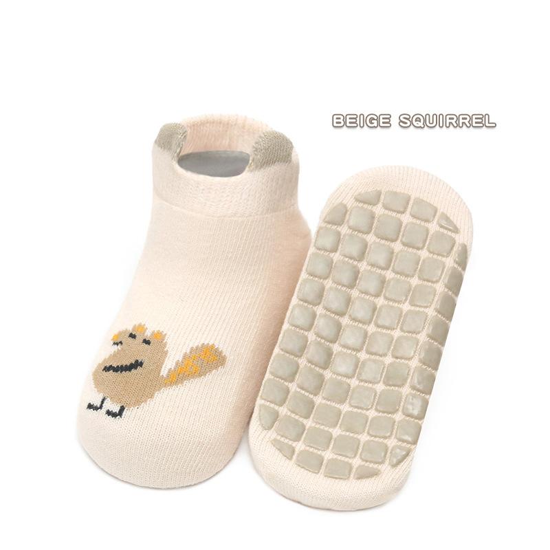 1 Pair Cute Baby Girls Boys Toddlers Non Slip Cotton Socks Kids Cartoon Animals Ankle Grip Floor Walking Socks Spring Auntumn