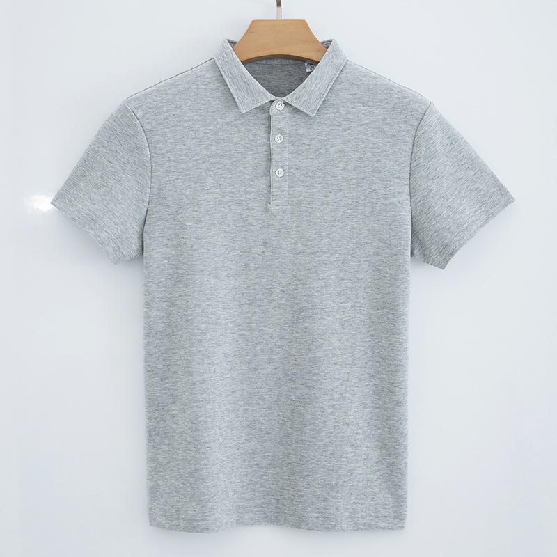 230g Double-sided Cotton Air Layer Shirt Collar Polo Shirt Men Short-sleeved T-shirt Solid Color Business Men's Polo Shirt