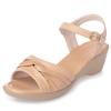 Fashion AIYUQI Sandals Women Wedge 2024 New Soft Leather Women Summer Sandals Mid Heel Middle-aged Large Size Mom Sandals Woman