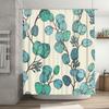 Green Leaves Printed Shower Curtain Waterproof Bathroom Decor