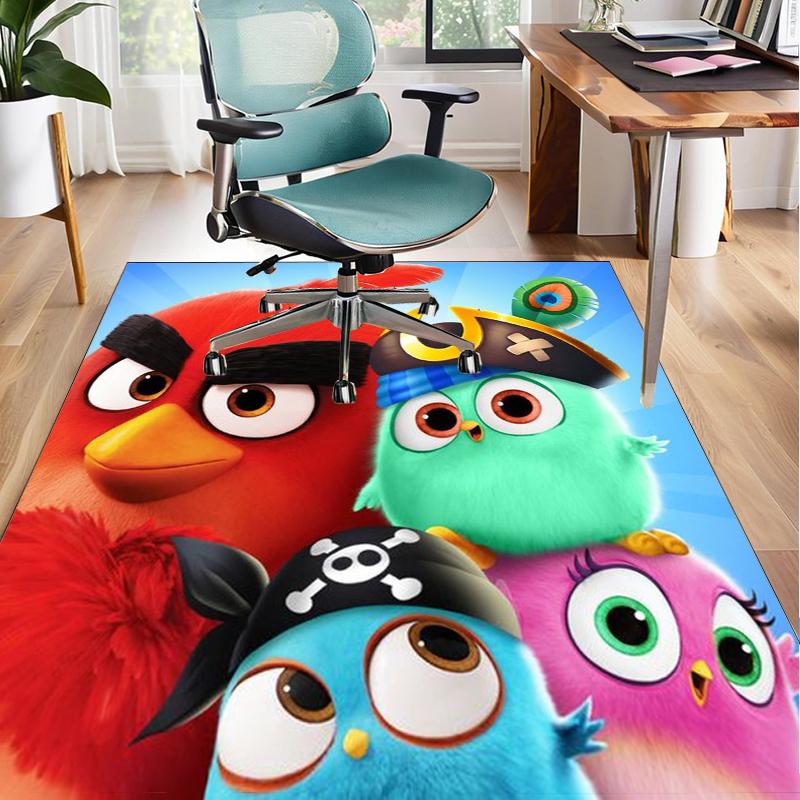 Red Birds Characters Collage Office Rug Chair Mat, Game Carpet, Suitable for Front Door, Bedroom, Living Room, Desk, Holiday Gift