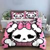 Pink Skull Pattern Gift Set Kid'S And Adults' Bedroom Decor, Exquisite Three-Piece Bedding Set Gift