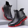 Short tube white men's rain boots contrasting colors environmentally friendly couple outdoor wading shoes black rubber shoes