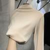 Half High Collar Long Sleeves Slim Fit Bottoming Blouse Autumn Winter Thickened Fleece Lined Pure Color Thermal Top Daily Clothing