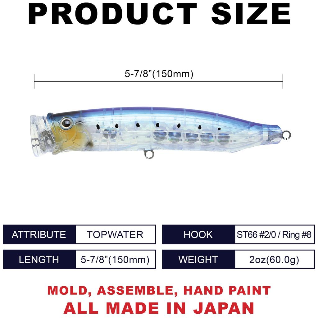 TackleHouse Contact Feed Clear Sardine CFP150 Lure Popper, 150mm, 60g, #19