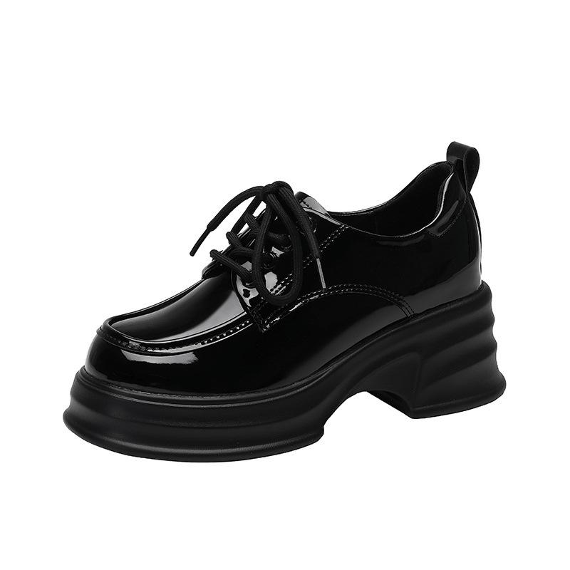 Small leather shoes lace-up women's new inner height-increasing women's shoes 3233 single shoes muffin shoes thick sole