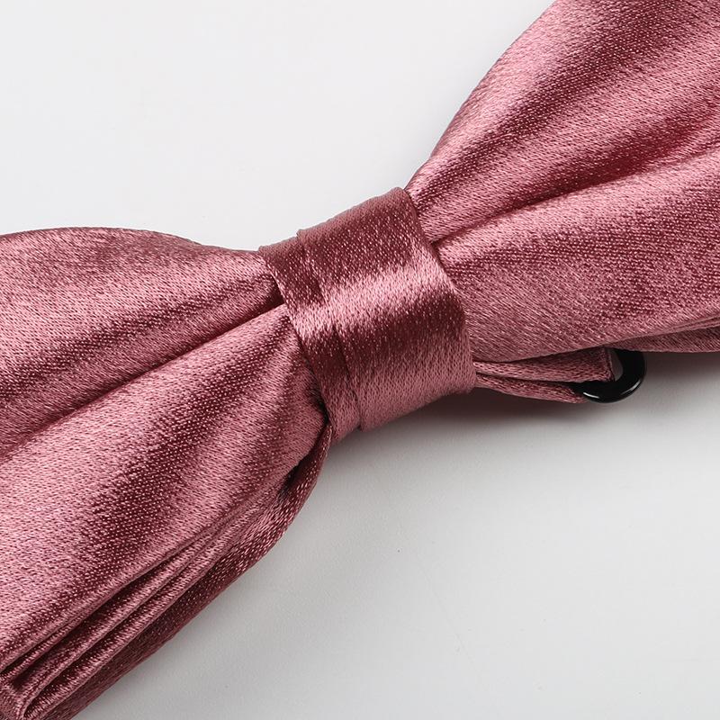 Bow Tie Men'S Business Wedding Suit Banquet Hosting Photography Solid Color Black And Red Glossy Bow Bow Flower