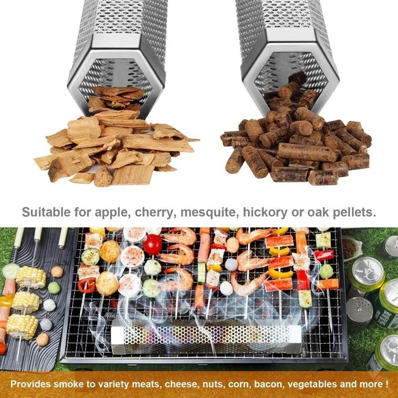 Pellet-Raucherrohr, 12 Zoll, Edelstahl, BBQ-Holzpelletrohr, Rauch für Kalt-/Heißräuchern, funktioniert mit Elektro- und Gas