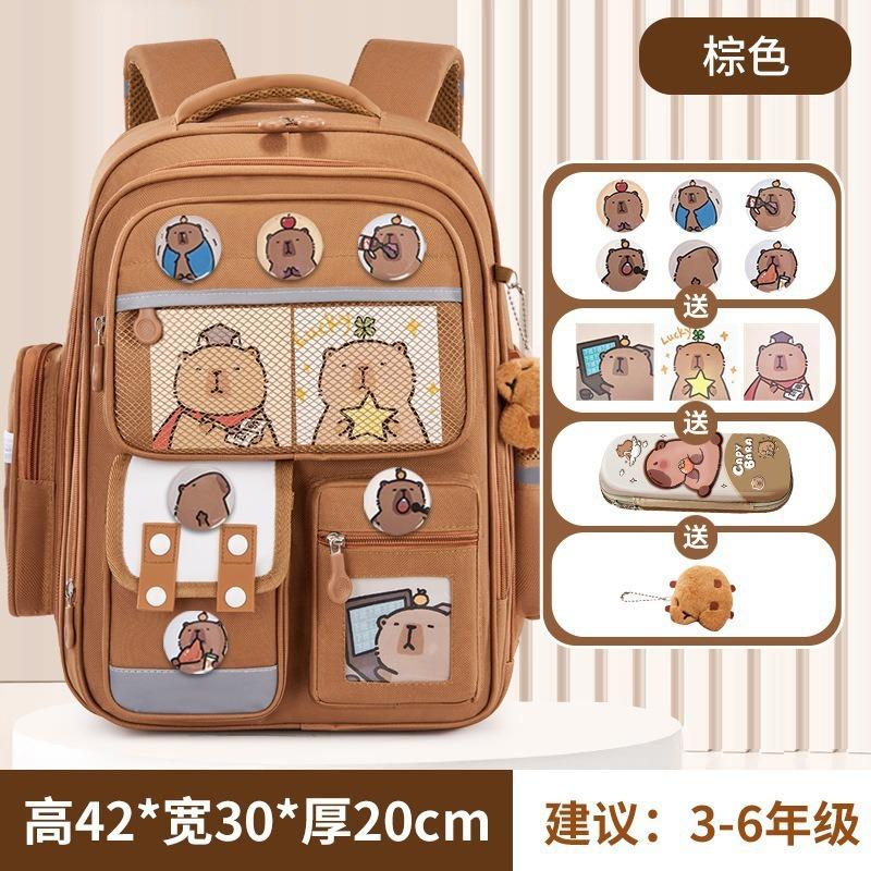 School Bag Elementary School Students, Grades 12 and 6 Boys and Girls Cartoon Spine Protection and Burden Reduction Year-old Children's Backpack